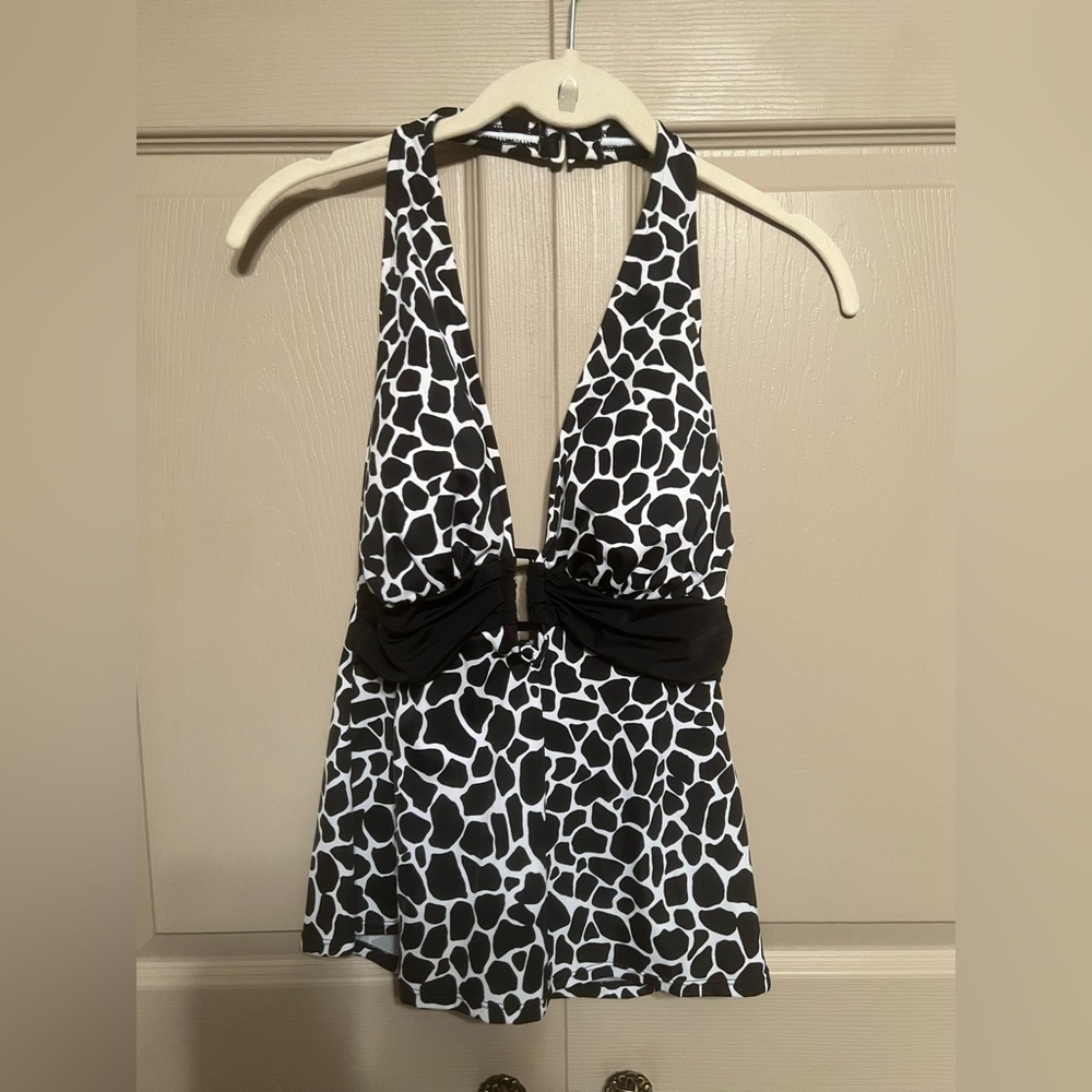 Black and White Halter Swim Top